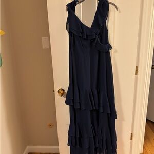 Elegant Navy Ruffle Dress